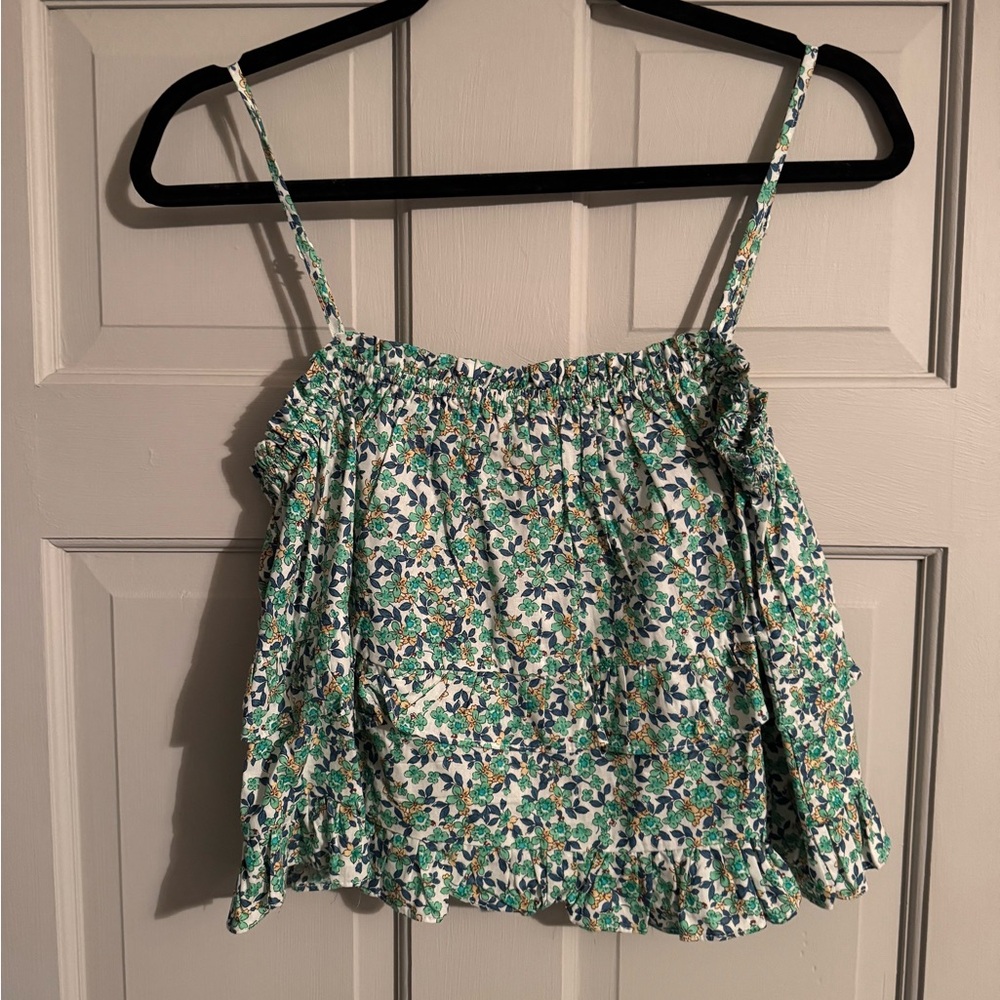 Chic Floral Green Tank Top
